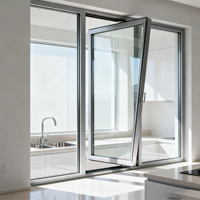 Ventana de sistema mínima de doble acristalamiento de aleación de aluminio eficiente de energía impermeable para casa