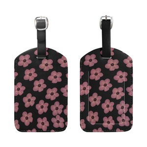 Travel Essentials Privacy Protection Hawaii Pink Hau Flower Luggage ID <b>Tag</b> Custom Print PU Leather Luggage <b>Tags</b> for <b>Suitcases</b> - Product Image 3
