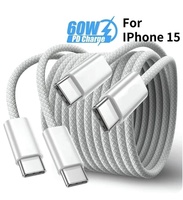 Cable de Carga USB-C Trenzado Personalizado de 60W 100W, Cable de Carga Rápida USB C a Tipo-C para iPhone 15 Pro Max