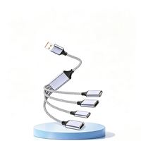 Hub USB-A 1 vers 4, extension multi-ports, répartiteur USB pour smartphones, ordinateurs portables, adaptateur OTG, construction en cuivre, USB 2.0/Type-C 2.0