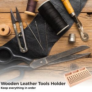 Porte-outil 98 trous professionnel en bois <span class=keywords><strong>maroquinerie</strong></span> support organisateur avec 3 fentes différentes tailles support pour différents outils - Product Image 5