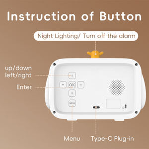 Phim Hoạt Hình Thiết Kế Trẻ Em Trẻ Mới Biết Đi Ngủ Huấn Luyện Viên Tiếng Ồn Trắng Âm Thanh Đồng Hồ Báo Thức Với LED Ánh Sáng Ban Đêm Lịch 4.1 Inch Bàn Đồng Hồ - Product Image 2