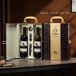 Pu Leather Box Wine Opener Red Wine Bottle Storage Case For Gift Fashion Pack High-Grade Gift Box For Friends Business