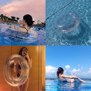 ห่วงยางว่ายน้ำใสทรงกลมแบบเป่าลม พร้อมกลิตเตอร์ PVC สำหรับผู้ใหญ่และเด็ก ใช้ได้ทั้งชายหาดและสระว่ายน้ำ - Product Image 4