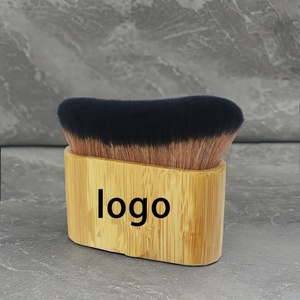Brocha de Maquillaje en Oferta, Brocha para Base Líquida con Mango de Bambú, Pelo Sintético, Brocha para Rostro y Cuerpo - Product Image 1