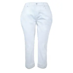 Dames Jeans Skinny Cropped Broek Driekwart Kleding Kanten Trim Capri Broek Denim Jeans Plus Size Leggings