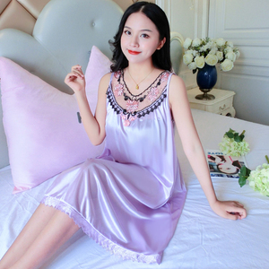 Haute conception glace soie vêtements de nuit ensembles été <span class=keywords><strong>Sexy</strong></span> fronde chemise de nuit vêtements d'extérieur respirant thermique tricoté pyjamas robe confortable - Product Image 5