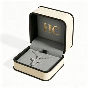 Nouvelle arrivée : Boîte à collier personnalisée avec couvercle rabattable en cuir, boîte cadeau pour bijoux avec insert floqué, logo personnalisé pour les marques de bijoux, OEM accepté - Product Image 3