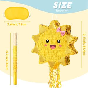Décorations de fête Sun Piata avec cordon à tirer, masque pour les yeux et chauve-souris inclus, pour filles, enfants, anniversaire, baby shower, fête d'été - Product Image 5