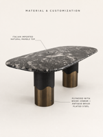Table à manger en marbre italien avec base en métal, mobilier de salle à manger moderne et luxueux, solution tout-en-un