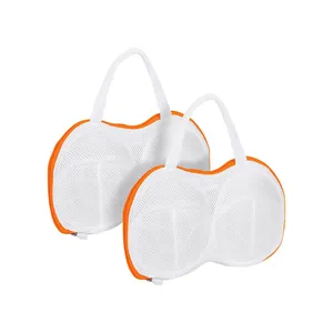Custom Reusable Bra-shaped Washing Bags Polyester Mesh Laundry Bags with Handle for Washing Machine Foldable Laundry Bra