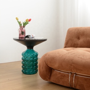 Bàn cà phê kính màu Tròn Hiện đại với thiết kế bong bóng sáng tạo cho căn hộ nhỏ sống Bảng gỗ phong cách Bắc Âu - Product Image 2