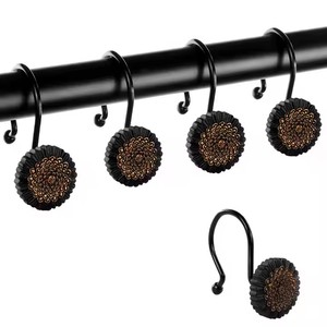 Logo personnalisé prix de gros fleur décoration antirouille résine <span class=keywords><strong>rideau</strong></span> de douche crochet <span class=keywords><strong>pour</strong></span> salle de bain <span class=keywords><strong>barre</strong></span> de douche - Product Image 1