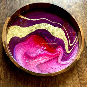 Wooden Enamel Coated Tea Serving <b>Platter</b> Coffee Tray Snack Board Decorative Food Display Dining Table Kitchen Home Restaurant - Product Image 5
