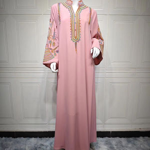 Islamice Clothing Eid <b>Kaftan</b> Arab Embroidery Dubai Abaya <b>Women</b> Muslim Dress Low Price Wholesale Dubai Abaya Muslim - Product Image 1