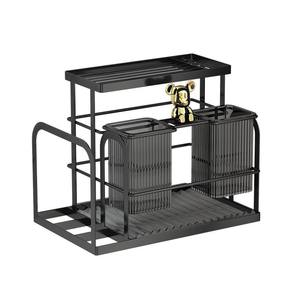 Organisateur de cuisine multifonctionnel mural avec support pour couteaux, baguettes et planche à découper pour utilisation sur comptoir - Product Image 3