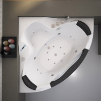 Baignoire à remous autoportante élégante pour 2 personnes, profonde, avec lumière LED