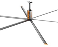 Ventilateur HVLS robuste RTFANS King 1,5 kW avec pales en aluminium aéronautique et commande tactile, certifié CE pour usine et atelier