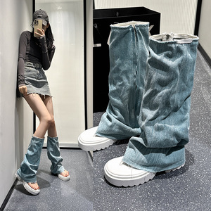 Botas de Plataforma Altas hasta el Muslo con Correa en el Dedo y Cremallera Lateral Azules para Mujer 2026 - Estilo Elegante y Estilizador para Calle - Product Image 1