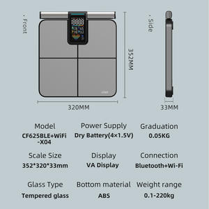 เครื่องชั่งน้ำหนักอัจฉริยะรุ่น CF625BLEWIFI X04 หน้าจอ LCD เชื่อมต่อบลูทูธและไวไฟ เครื่องชั่งน้ำหนักในห้องน้ำ ความแม่นยำสูง ใช้พลังงานจากแบตเตอรี่ - Product Image 3