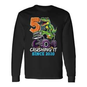 Camiseta de manga larga Monster Truck Dinosaur para niños de 5 años, Rawr, tengo 5 años desde 2020 - Product Image 1