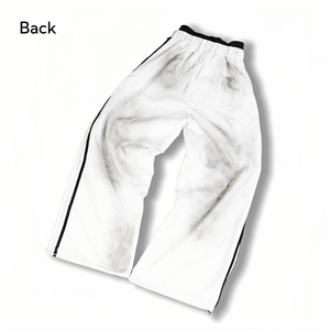 กางเกงวอร์มลายทางแฟชั่นดีไซน์เก๋ เอวสองชั้น ทรงหลวม สไตล์ลำลอง พิมพ์โลโก้ สตรีทแวร์ ล้างสีแบบแอซิด สำหรับผู้ชาย - Product Image 3