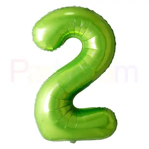 Decoración de fiesta de cumpleaños DIY, 40 pulgadas, Color verde, número 2, globos de aluminio