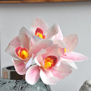 O-X707 Gros latex <span class=keywords><strong>cymbidium</strong></span> faisceau 3D imprimer blanc artificielle <span class=keywords><strong>cymbidium</strong></span> orchidée bouquet maison de mariage décor orchidée <span class=keywords><strong>cymbidium</strong></span> - Product Image 1