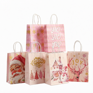 Bolsas de Regalo de Papel Kraft Navideñas con Asas, Bolsas para Recuerdos de Fiesta, Empaquetado de Dulces Navideños, Venta al por Mayor - Product Image 1
