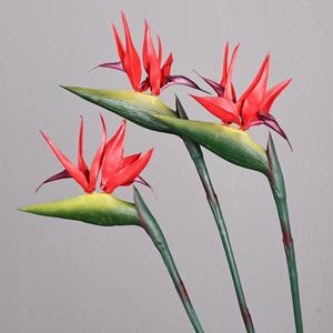 Fleur artificielle de paradis artificiel Meng Jie, rouge, blanc, orange, en PVC, pour décoration intérieure, accessoires de mariage, lot unique - Product Image 3
