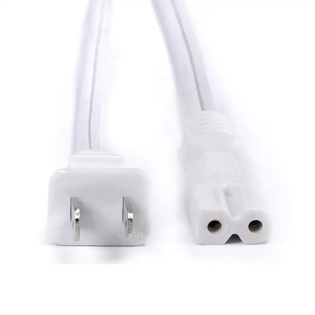 NEMA 1-15P Plug 2 Pin Usa Type Polarized 125V AC 18AWG 2-Prong Power Cord/Cable