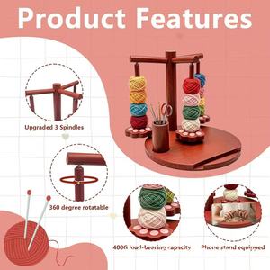 Wooden Multi Axis Rotating Yarn Storage Rack With Hook Needle Cylinder For Hand Knitting Yarn Organization Tools - Product Image 3