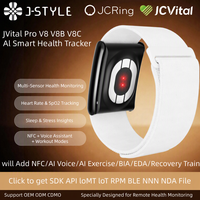 Bracelet intelligent JCVital V8 V8B V8C SDK API OEM ODM, surveillance du stress et des tendances tout au long de la journée, exportation des données historiques, OEMCE FCC Rohs