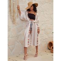 Robes Bohèmes Élégantes Professionnelles en Polyester, Cardigan Kimono OEM, Jupe Irisée, Cardigan de Protection Solaire