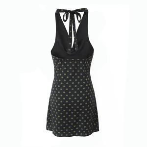 Robe midi personnalisée 2026 pour femme, col en V, dos nu, coupe ajustée imprimée, avec lien réglable, style vintage décontracté, OEM/ODM - Product Image 2