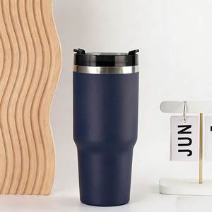 Gobelet isotherme de voyage 20oz 30oz en acier inoxydable avec couvercle et paille, base antidérapante, pour café chaud ou froid - Product Image 5
