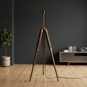 3 Fold Vintage <b>Nautical</b> Antique Floor <b>Lamps</b> Stand Light Wooden Adjustable Tripod. - Product Image 3