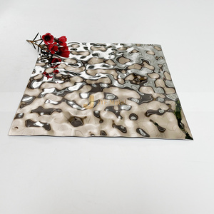 EX353 personnalisé en acier inoxydable miroir ondulation de l'eau panneau d'or couleur plafond ou décoration murale de feuilles d'acier inoxydable - Product Image 6