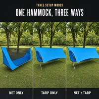 Moustiquaire de camping et randonnée pour hamac, bâche d'ombrage 200x100x80cm, espace intérieur en filet, 3 modes de montage, tissu parachute Ripstop, 1-2 personnes