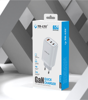 Prix de gros - Chargeur portable super rapide 65W GaN à trois ports USB Type C, compatible PD, ignifuge, pour téléphone portable