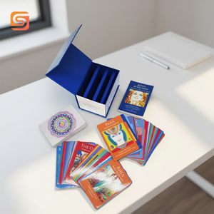 Boîte magnétique bleue de luxe, impression personnalisée, cartes de tarot et cartes d'<span class=keywords><strong>oracle</strong></span> avec guide - Product Image 1