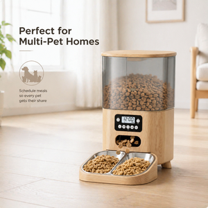 Dispensador de Comida para Perros con Diseño de Madera y Pantalla LCD, Capacidad de 4L para Vacaciones y Alimentación Diaria de Perros Pequeños/Medianos - Product Image 3