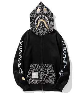 Ape Camouflage Embroidered Ape Couple Zipper Hoodie Men's Shark Double/Single Hood High-End Version Sweatshirt <strong>Jacket</strong> - Product Image 4