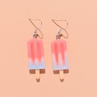 Pendientes de crema con bloques de color de primavera y verano, los más vendidos, con diseño de simulación de comida creativa transfronteriza, estilo hielo {Pendientes para mujer}