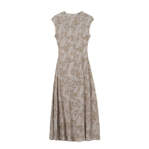 Robe longue 100% soie, col rond élégant, amincissante, luxueuse, haut de gamme pour femme, charme féminin - Product Image 5