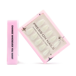 30 faux ongles en <span class=keywords><strong>gel</strong></span> souple courts en forme d'amande, couleur unie, finition mate, personnalisables - Product Image 2