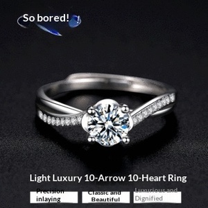 Anillo de tungsteno de 1 quilate con seis garras y diseño de corazón de diez flechas, estilo japonés/coreano, anillo de compromiso de diamantes para mujer - Product Image 6