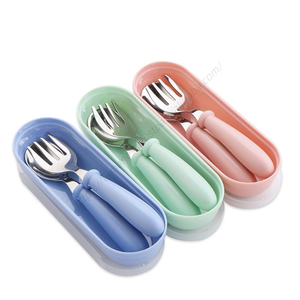 Lot de 2 couverts pour bébés et enfants LT012 en acier inoxydable 304 – Fourchette et cuillère portables pour enfants – Vaisselle pour enfants - Product Image 1