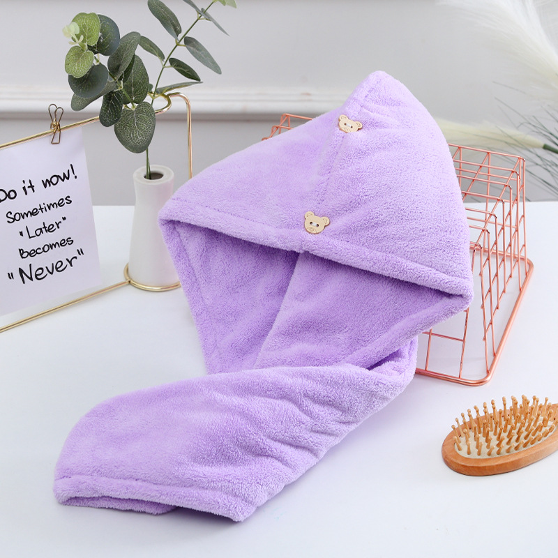 Bonnet sèche-cheveux double couche violet-2565 cm