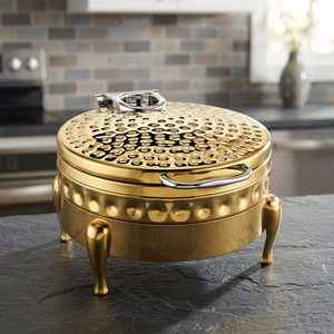 Recipiente para Calentar Comida de Metal Dorado Redondo de Diseño Moderno y Calidad Premium, 5L, Ecológico, para Fiestas, Bodas, Decoración, Calentador de Comida Tipo Buffet - Product Image 3